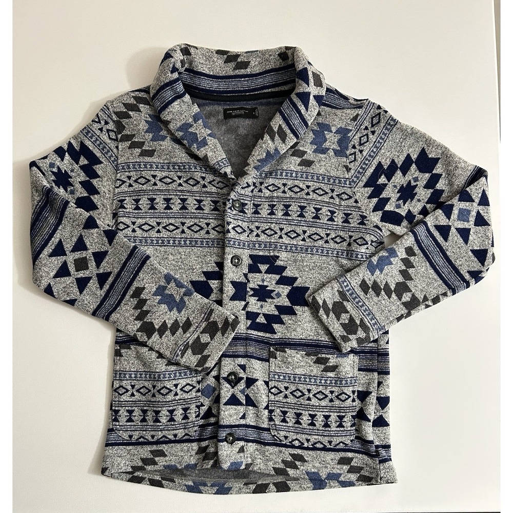 Junk Food Clothing Shawl Collar Geometric Button Cardigan Sweater Men's M